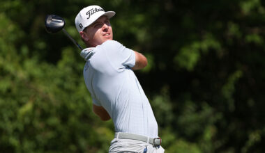 DUBLIN, OH - JUNE 07: Ryan Gerard of the United States watches his tee shot on the 15th hole during the final round of the Memorial Tournament presented by Workday at Muirfield Village Golf Club on June 7, 2026 in Dublin, OH. (Photo by Ian Johnson/Icon Sportswire via Getty Images)