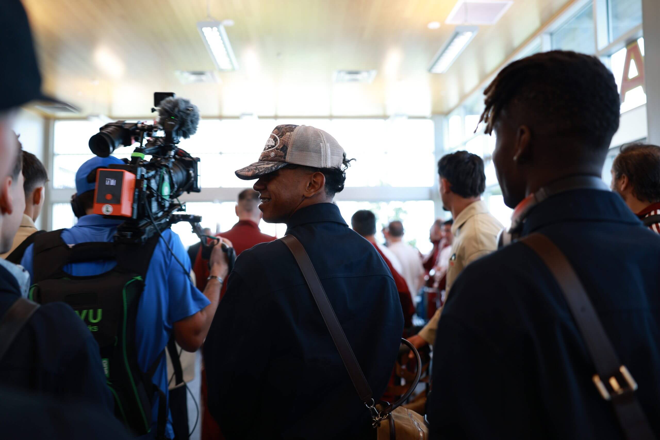 Lamine Yamal pictured walking through Chattanooga Metropolitan Airport on June 5