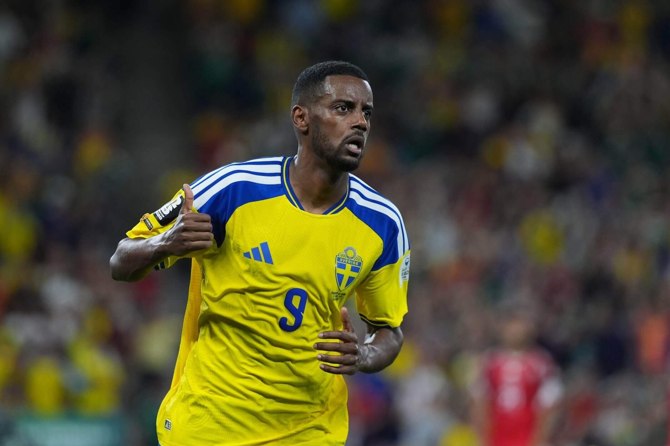 Alexander Isak pictured in action for Sweden at the World Cup