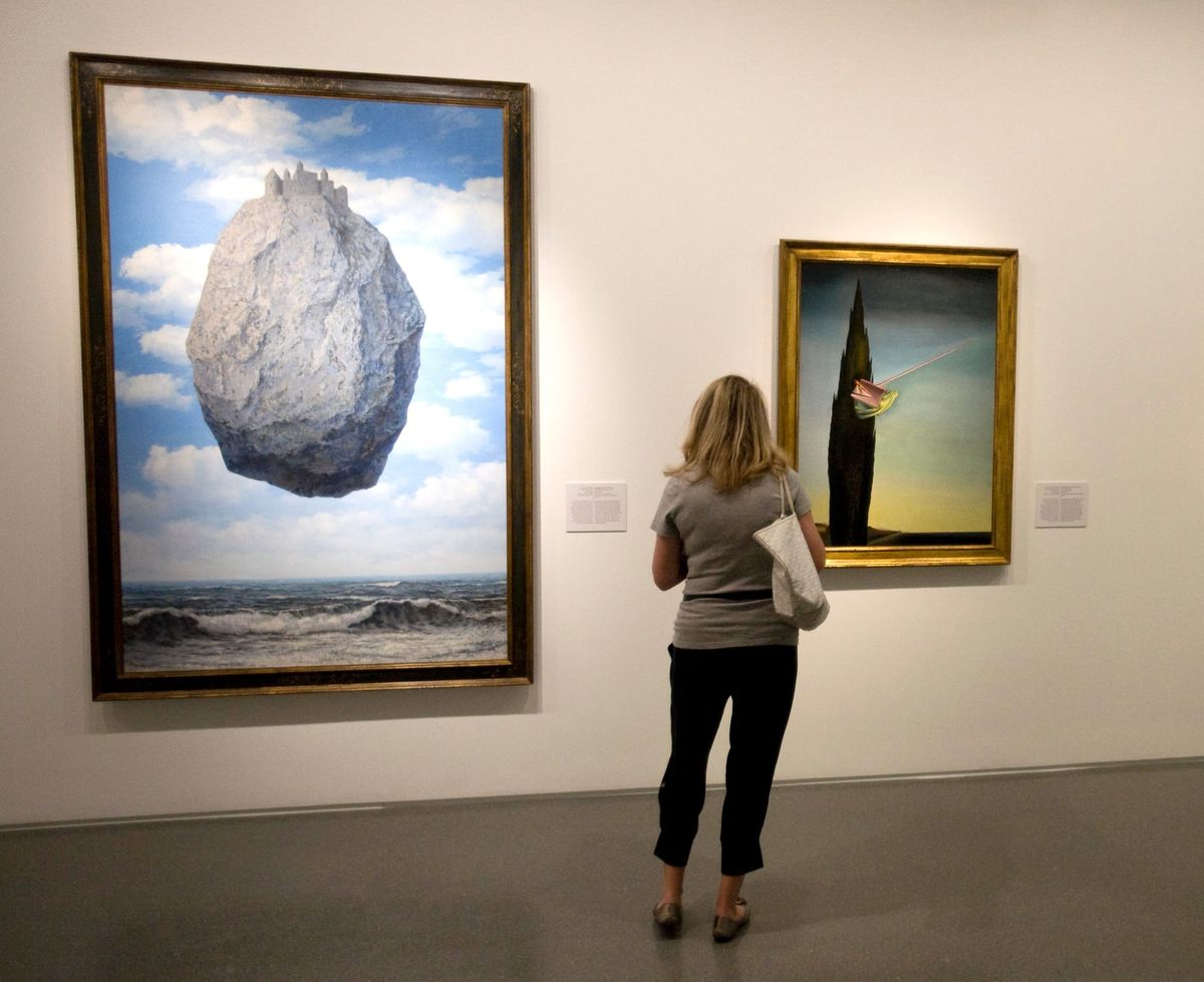 Child Punctures Magritte Painting With Pinecone at Israel Museum