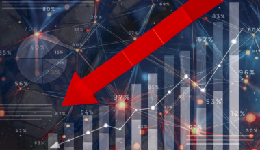 red arrow showing downward trend
