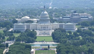 A view of the US Capitol and National Mall in Washington, D.C., on June 12, 2026.
