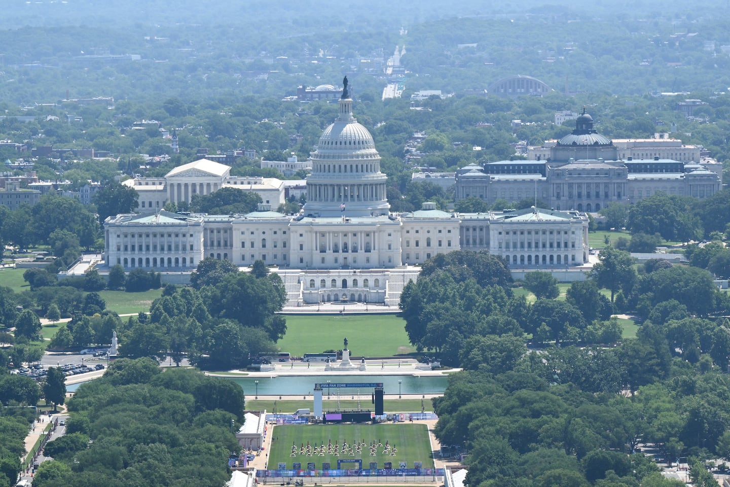 A view of the US Capitol and National Mall in Washington, D.C., on June 12, 2026.