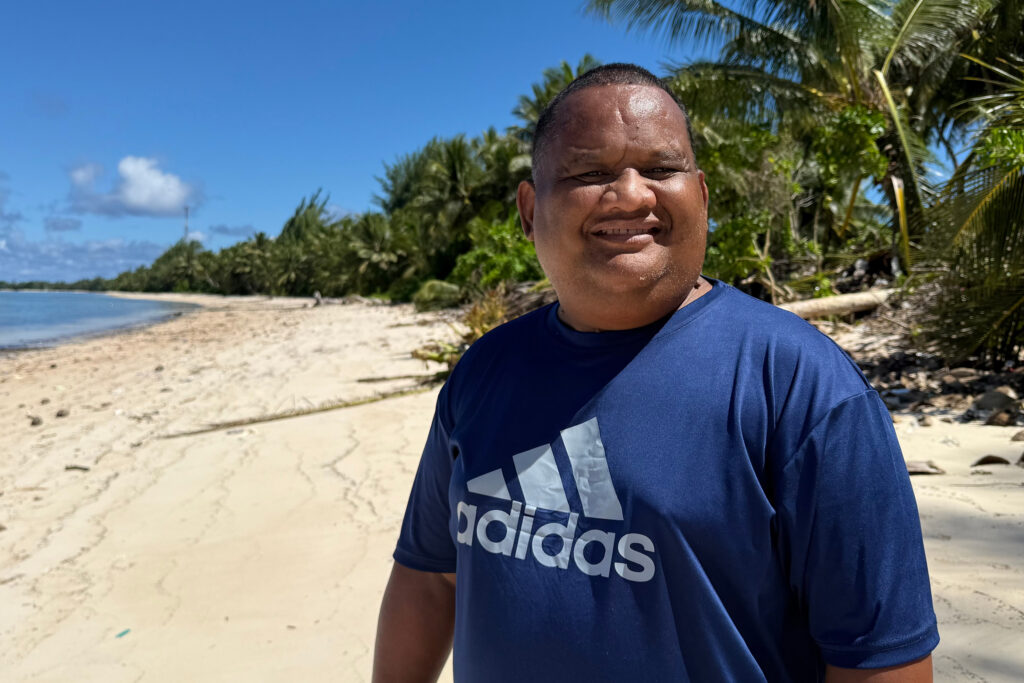 Jina David is a councilman for Laura, a local community in Majuro, where scientists have identified one of the atoll’s most heat-tolerant reefs. Credit: Teresa Tomassoni/Inside Climate News
