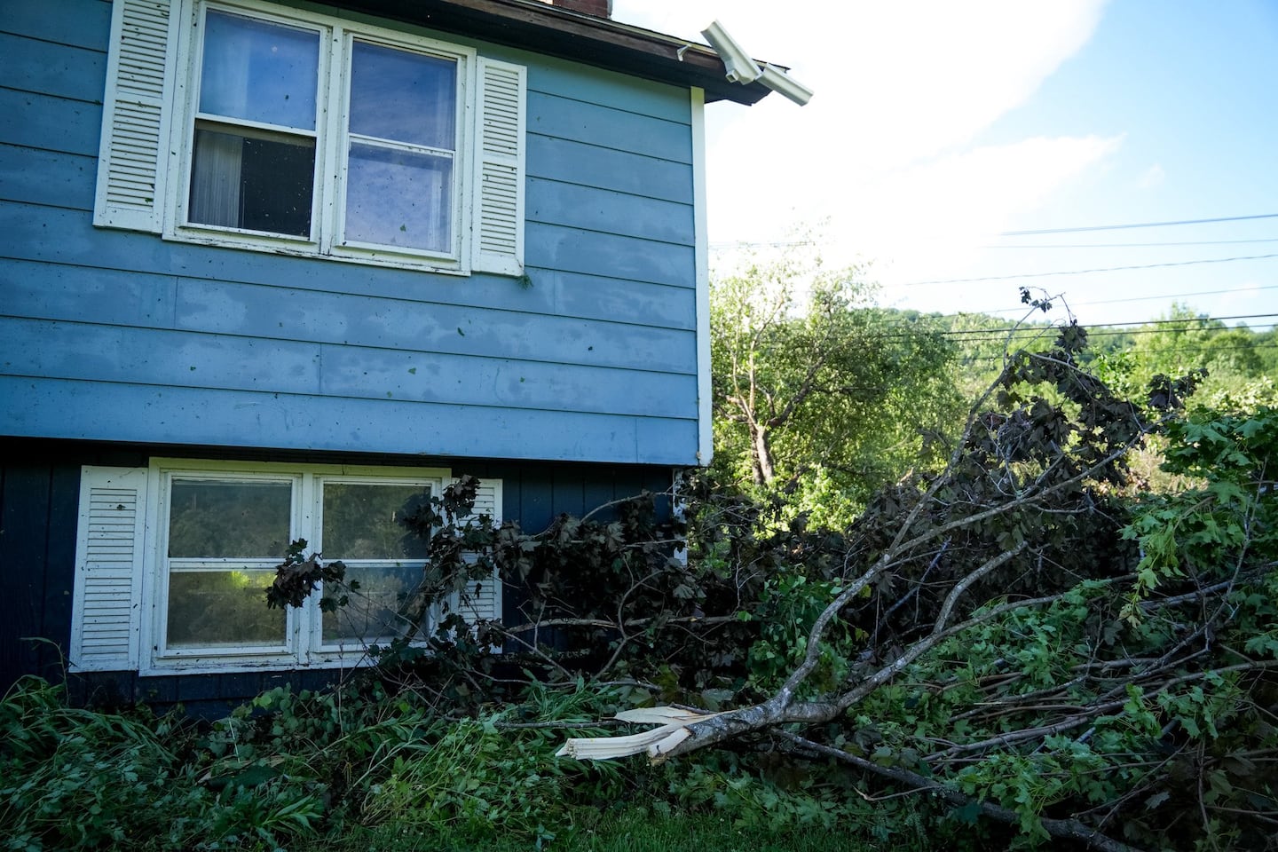 Some of the damage left behind by what is believed to have been a tornado that touched down Thursday.