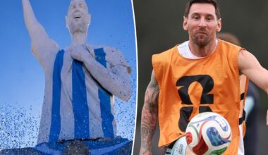 Lionel Messi 85-foot World Cup statue in Argentina goes viral for strange pose