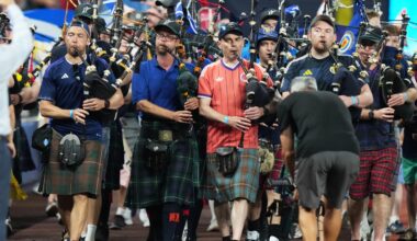 Bagpipes and kilts flood ballpark as Scotland fans turn Marlins game into party