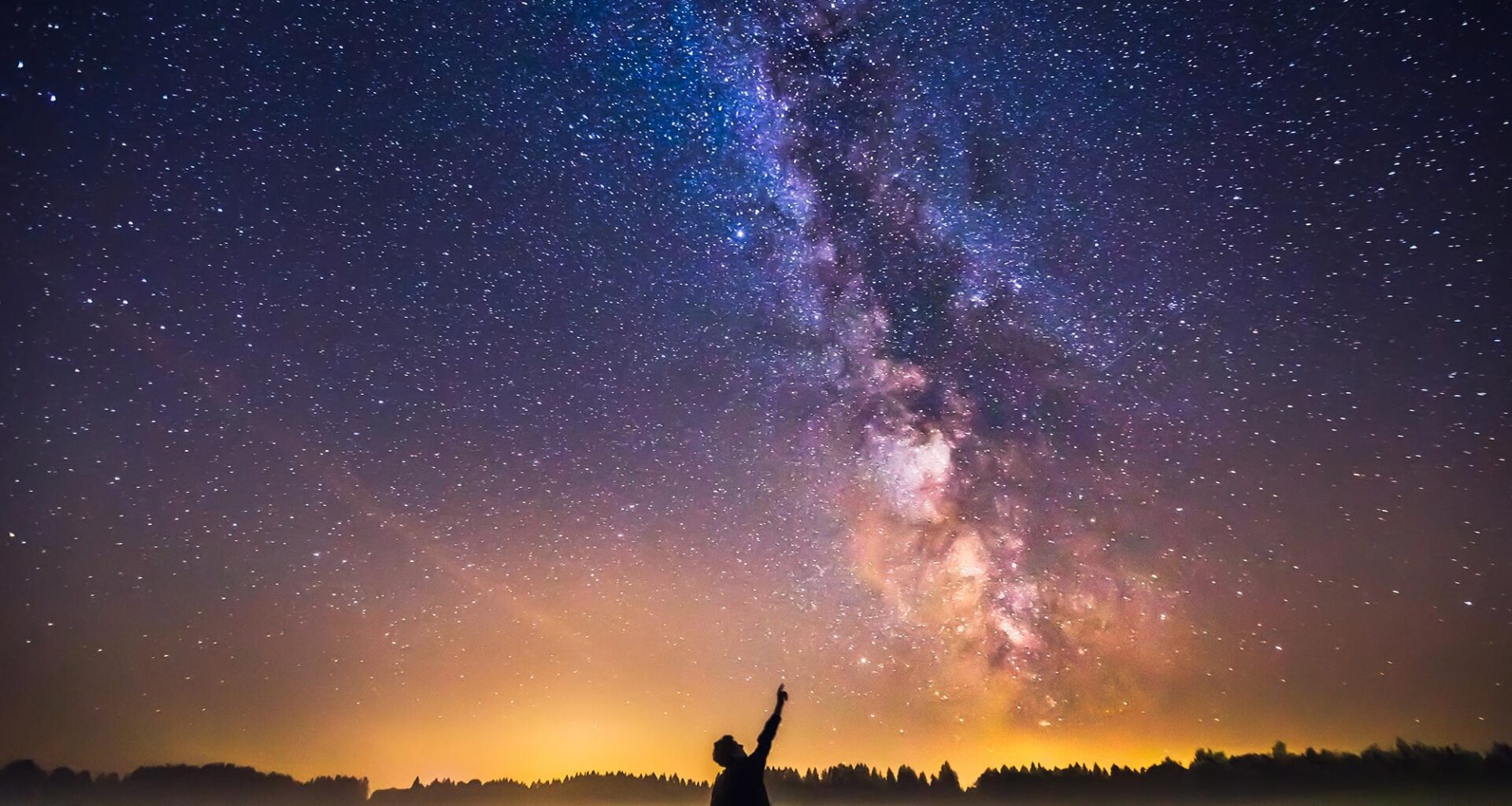 Milky Way Galaxy Looking Up Pointing