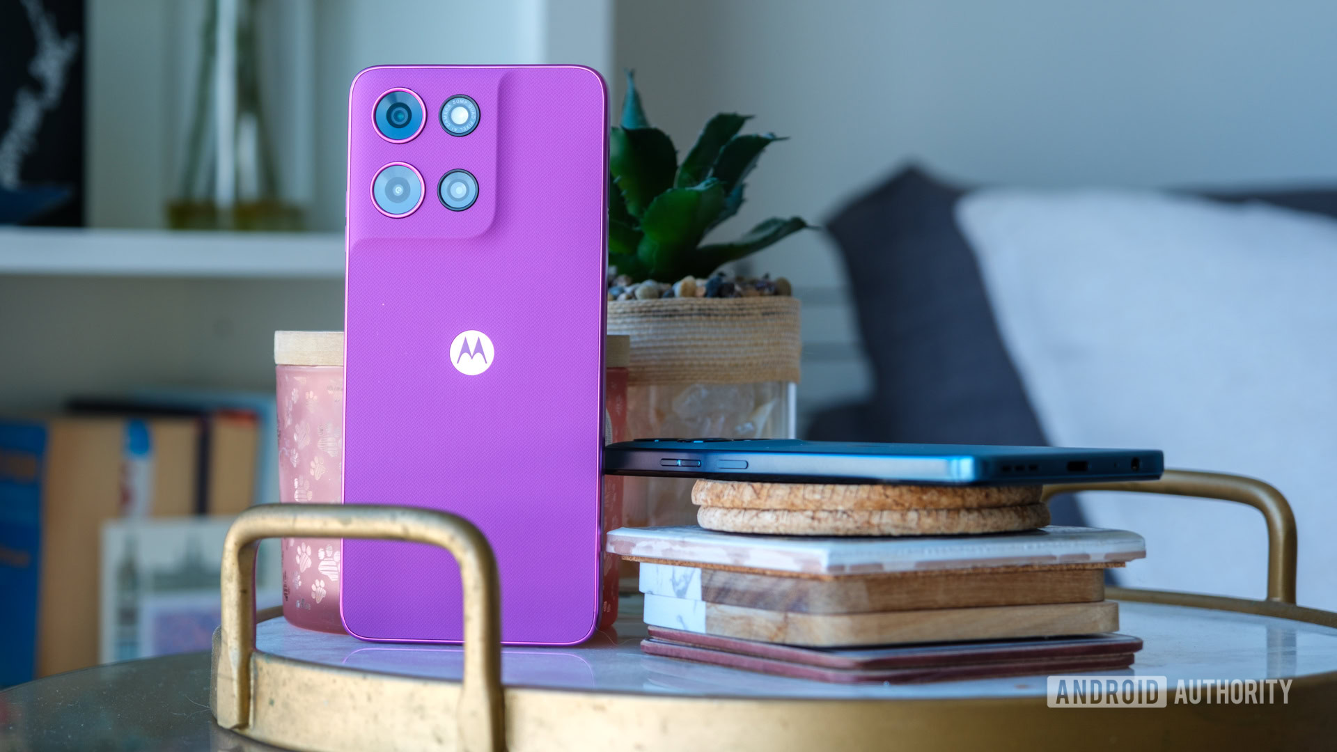 Moto G 2026 and Moto G Play 2026 standing and lying flat Moto G 2026 and Moto G Play 2026 standing and lying flat