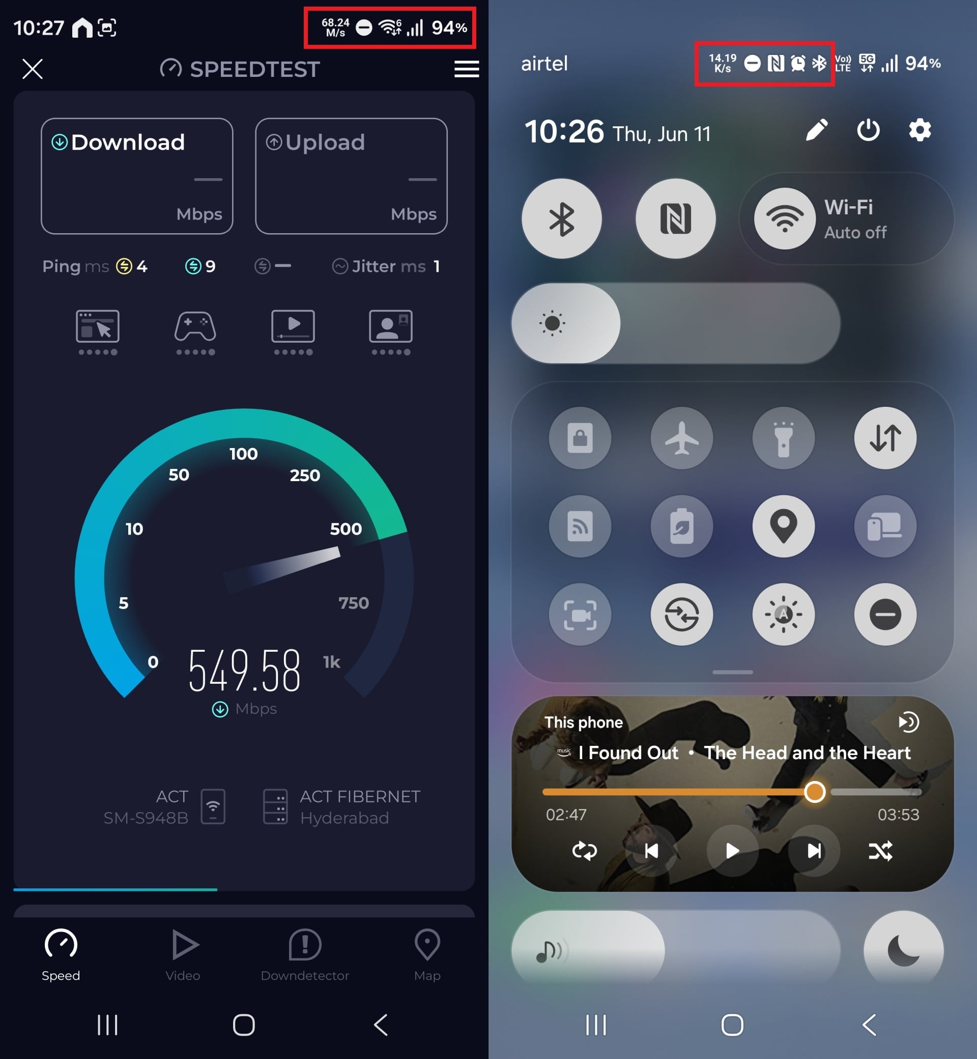network speed indicator in the status bar on samsung one ui 9