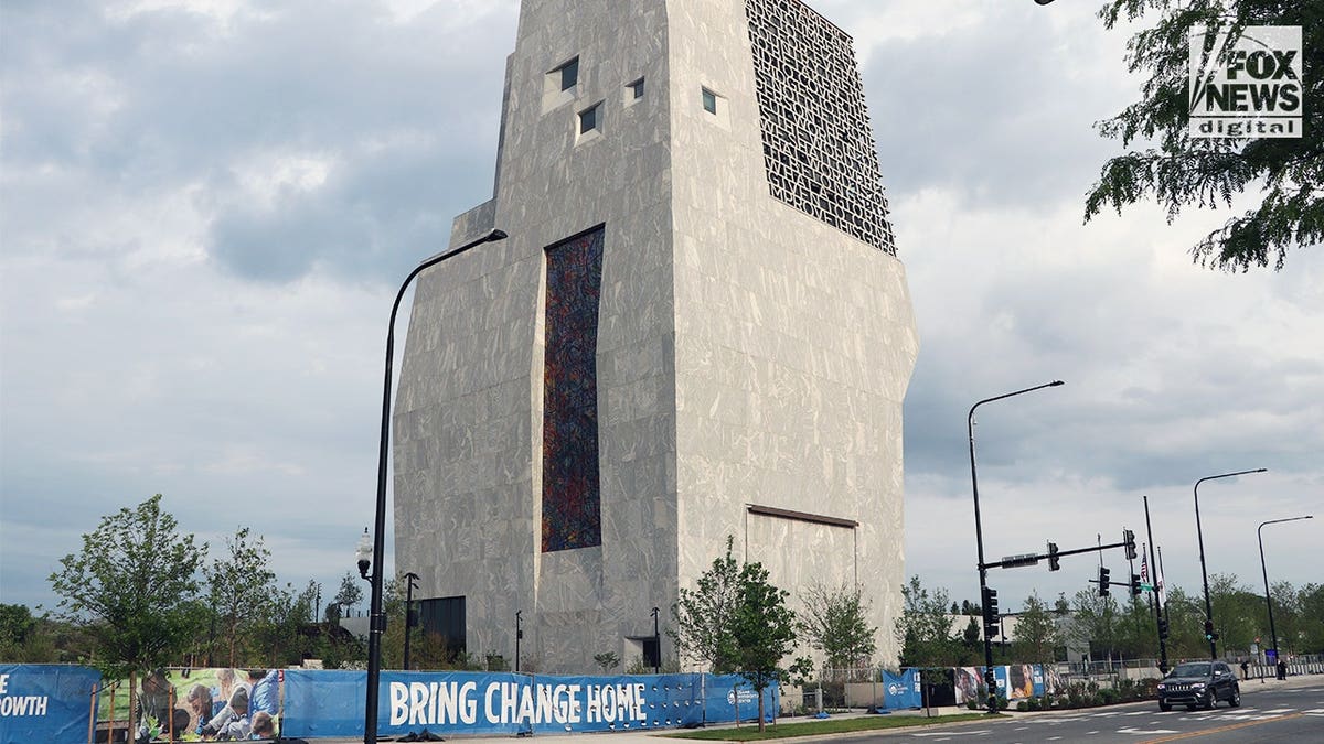 Bring Change Home banner outside the Obama Presidential Center.