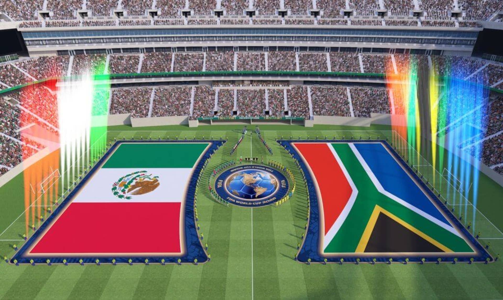 A colourful mock up of how FIFA's new pre-match ceremony will look for the tournament's opening game between Mexico and South Africa