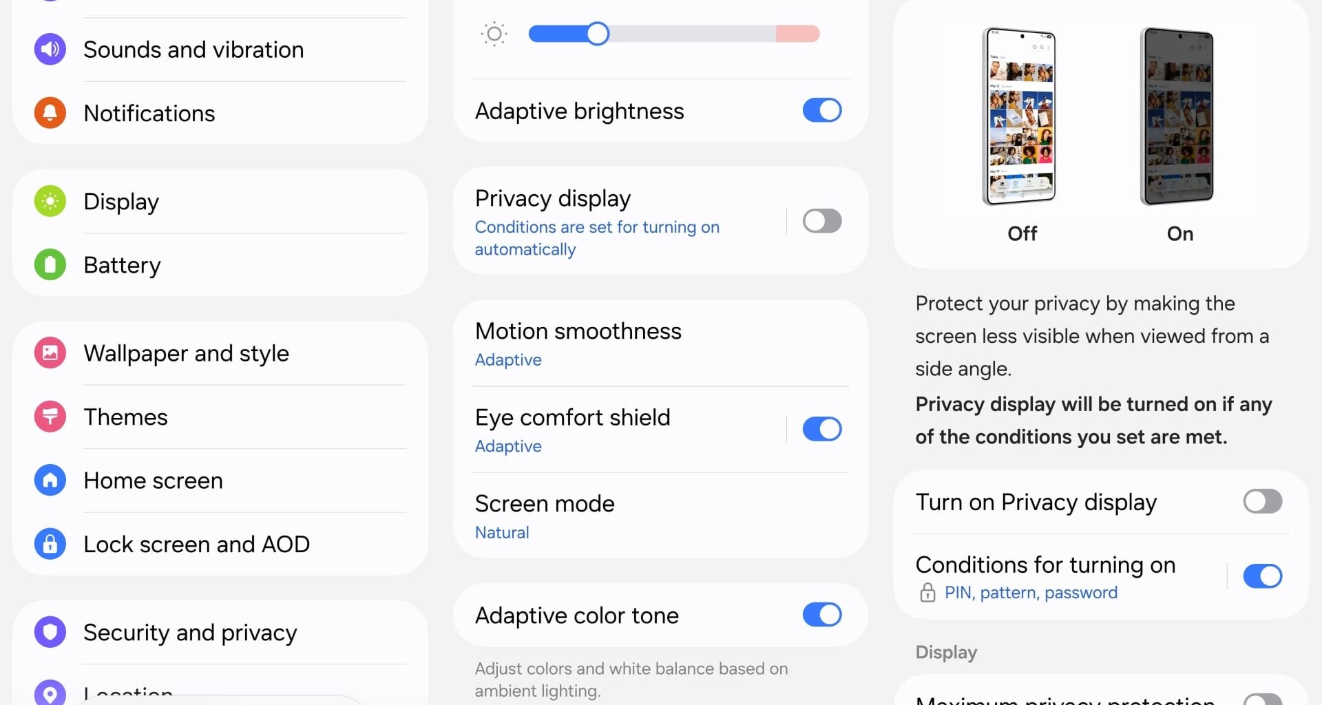 privacy display settings