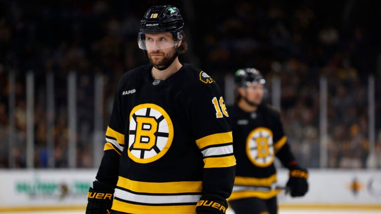 Boston Bruins center Pavel Zacha (18) on the ice during the first period at TD Garden on March 3, 2026 in Boston.