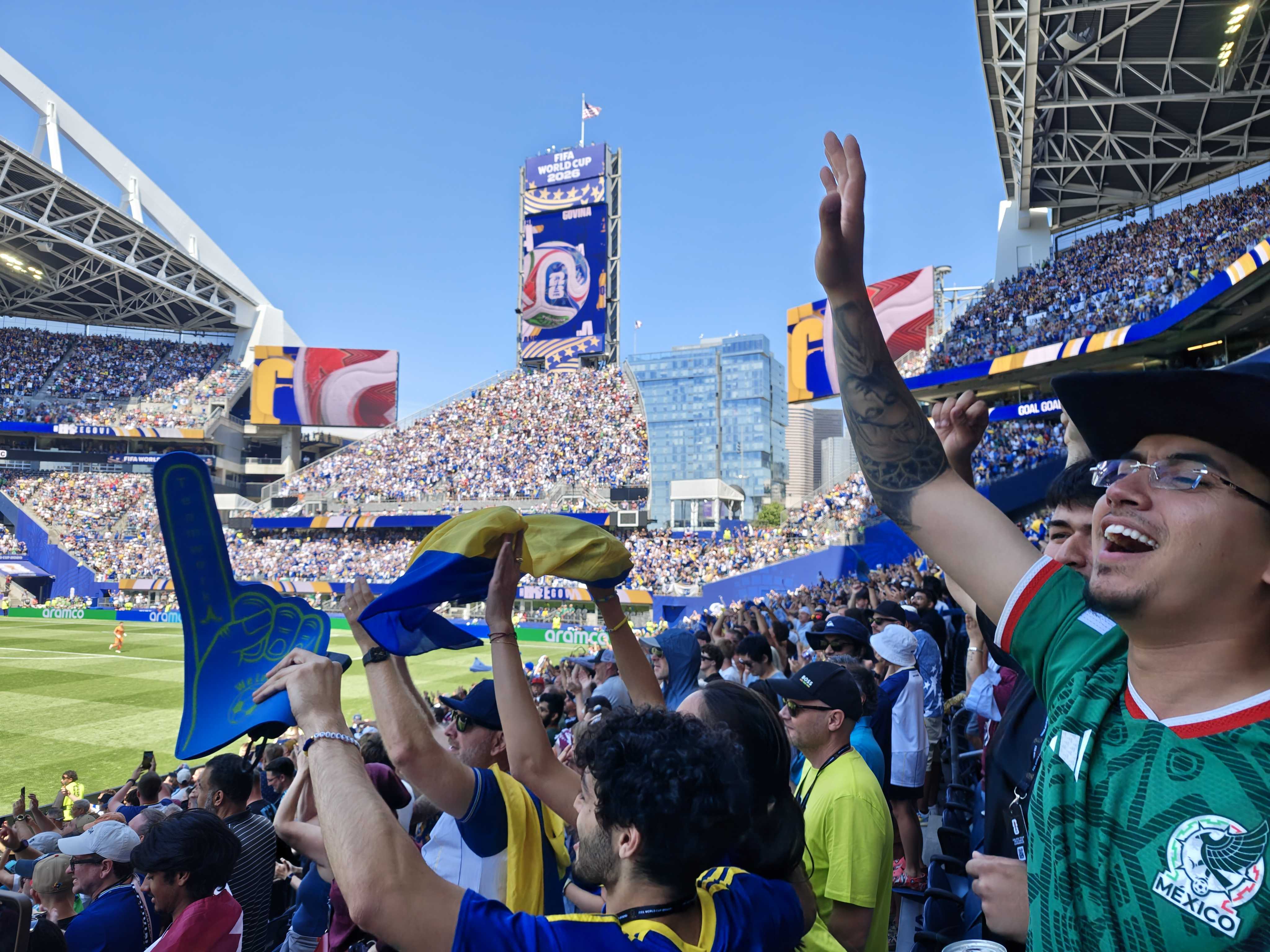 Spectators cheering