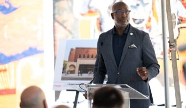 Darrin W. Anderson Sr., president of the Urban League of Greater Philadelphia, speaks at a Friday event announcing  the creation of a Center for Well-Being, which will offer free healthcare for the uninsured, workforce development, housing support, and other services.