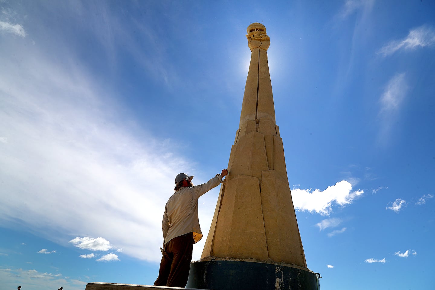 Abe Waterman, from PEI, Canada, worked on his sand sculpture.
