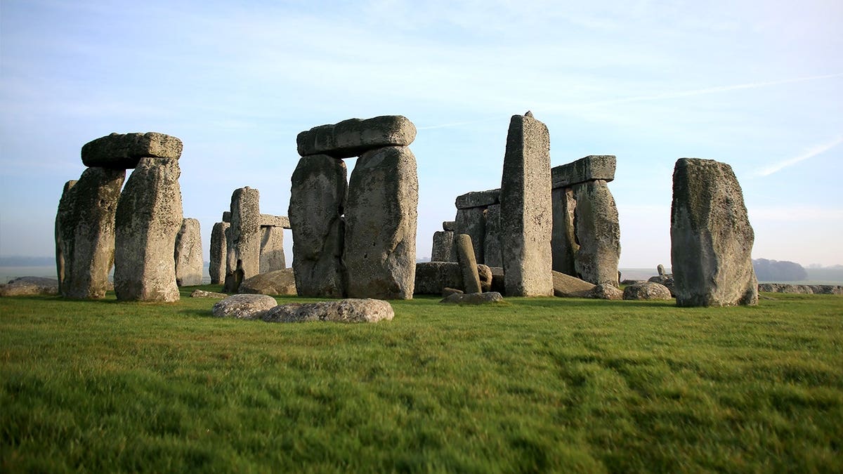 Stonehenge monument at sunrise in Wiltshire