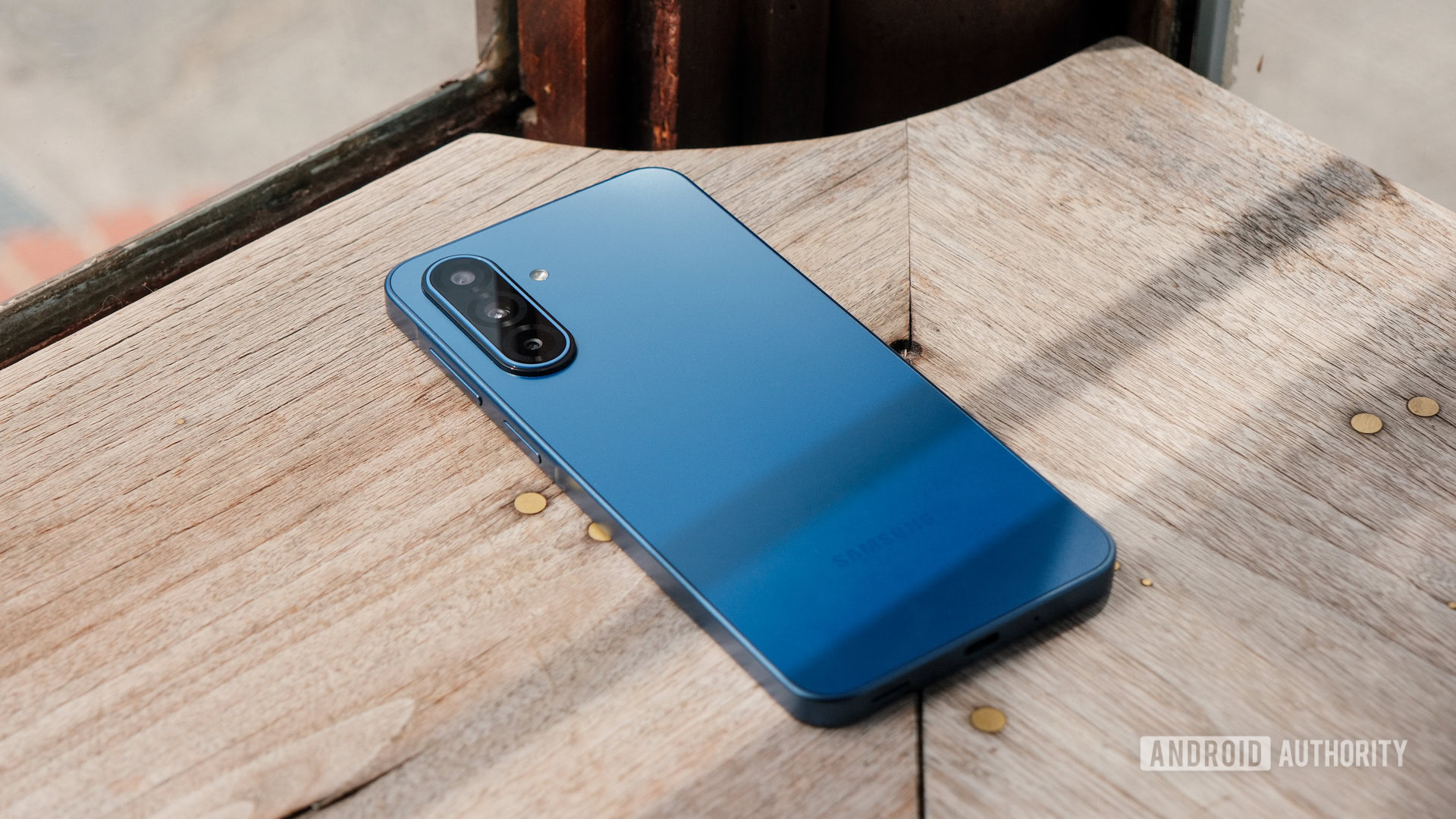 Samsung Galaxy A17 5G on wood Samsung Galaxy A17 5G on wood