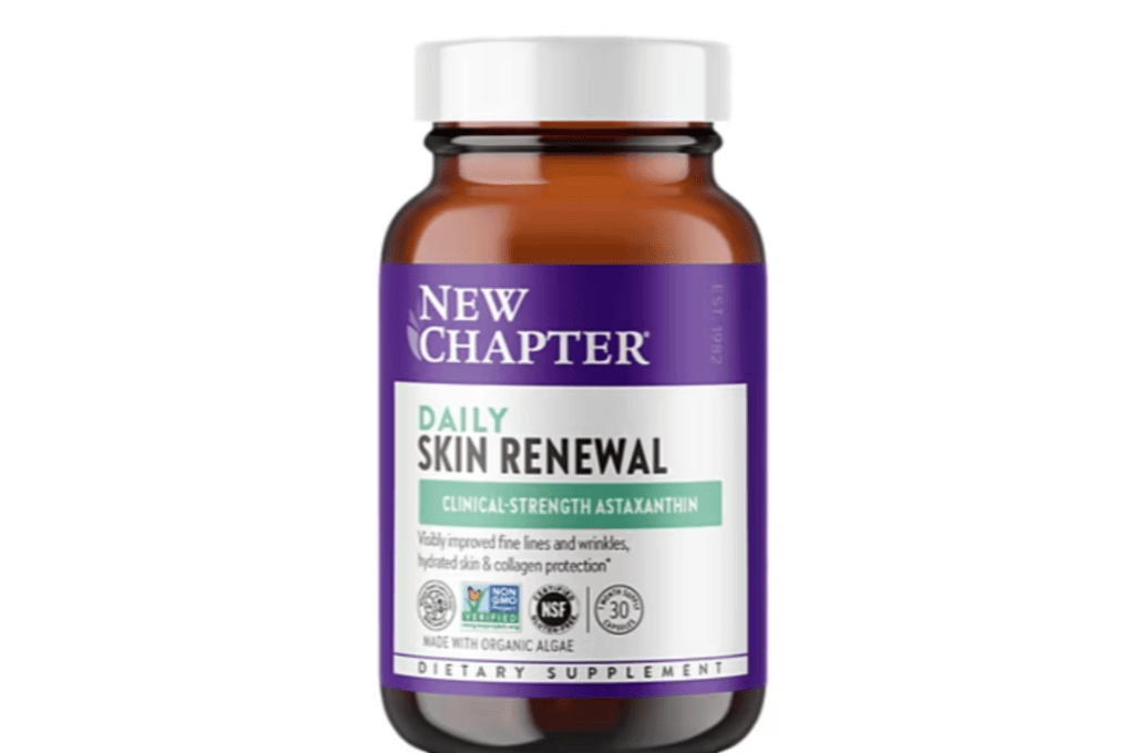 New Chapter Daily Skin Renewal Clinical-Strength Astaxanthin supplement bottle.