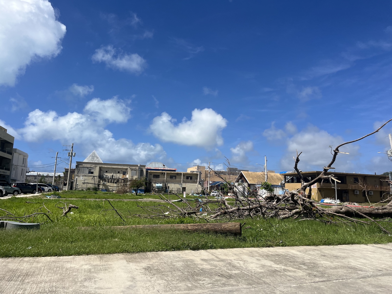 A village shows damage after a typhoon
