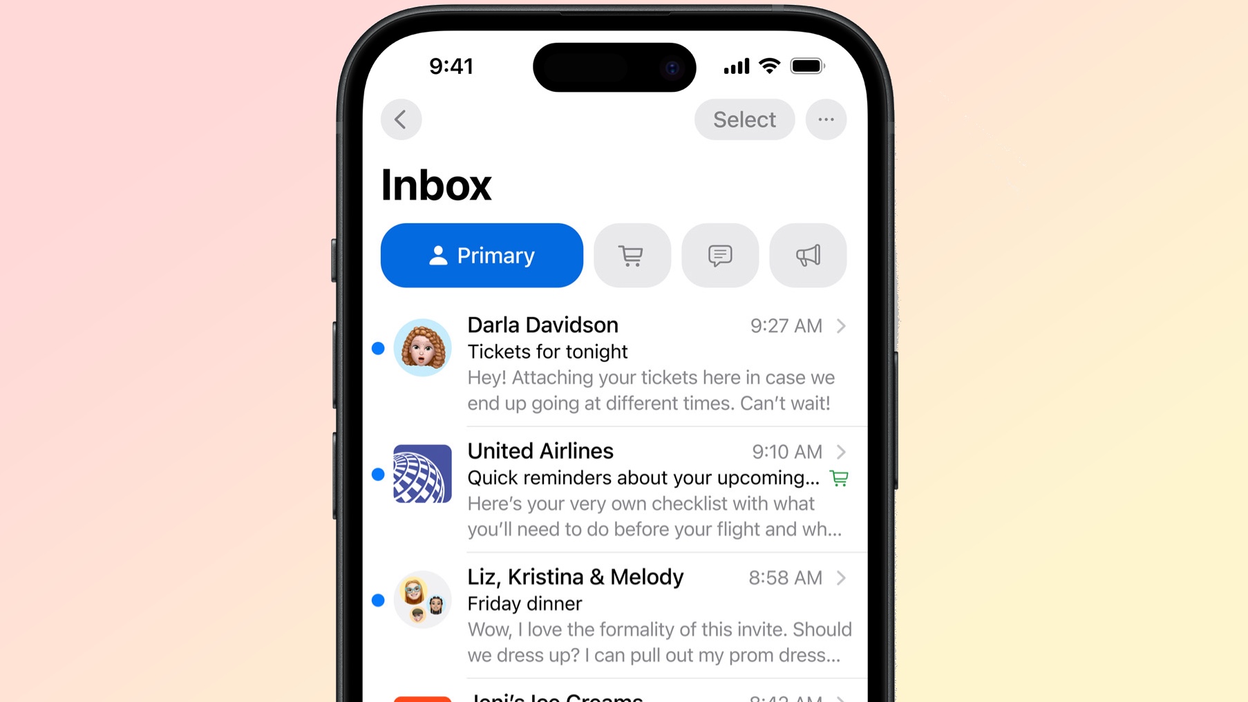 iOS 18 Mail categorization