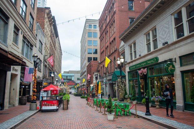 Downtown Hartford's Pratt Street is seen for its potential to become a visitor destination to the city. (Aaron Flaum/Hartford Courant)