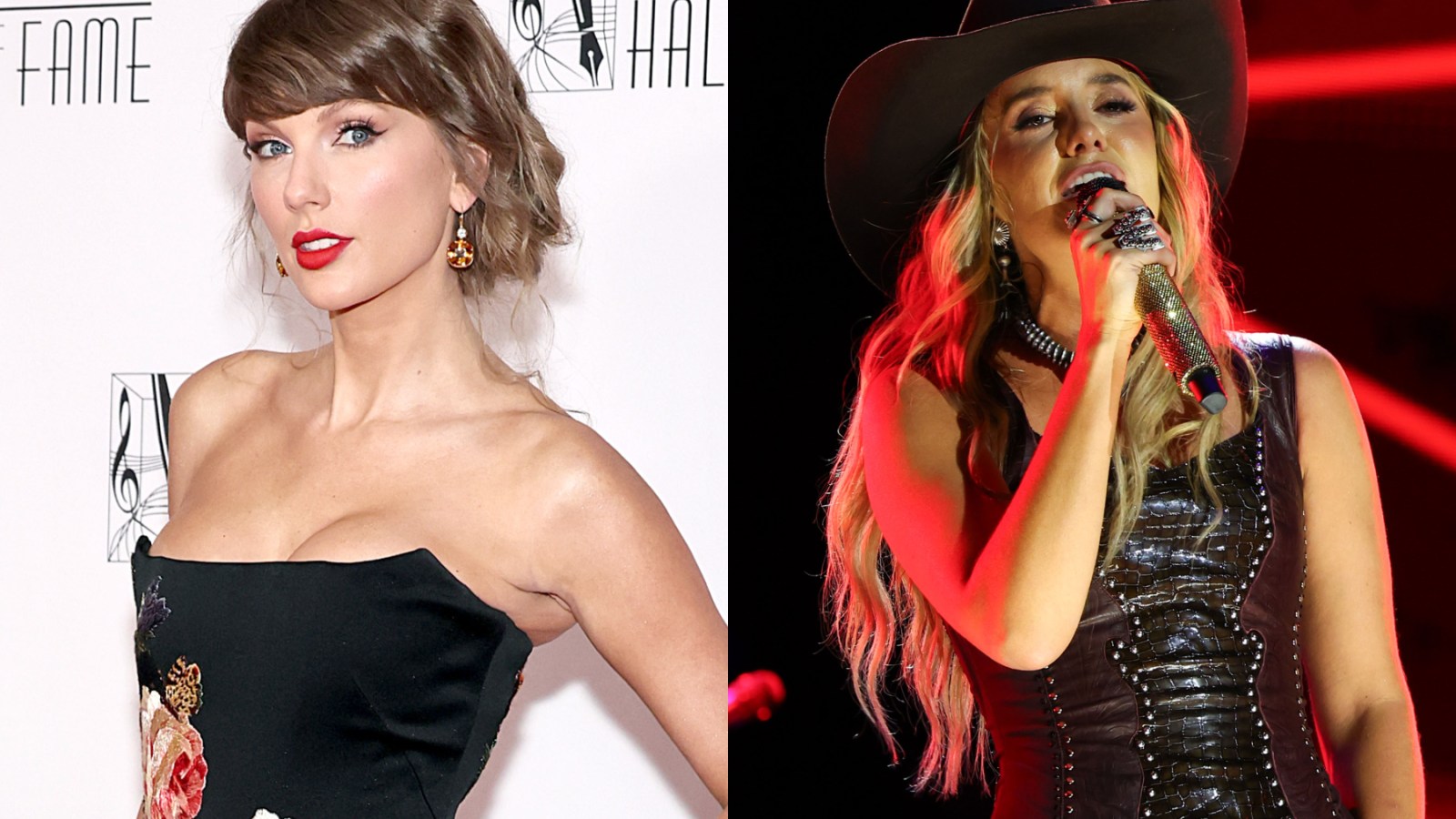 Taylor Swift and Lainey Wilson Duet 'Love Story' at NFL Party
