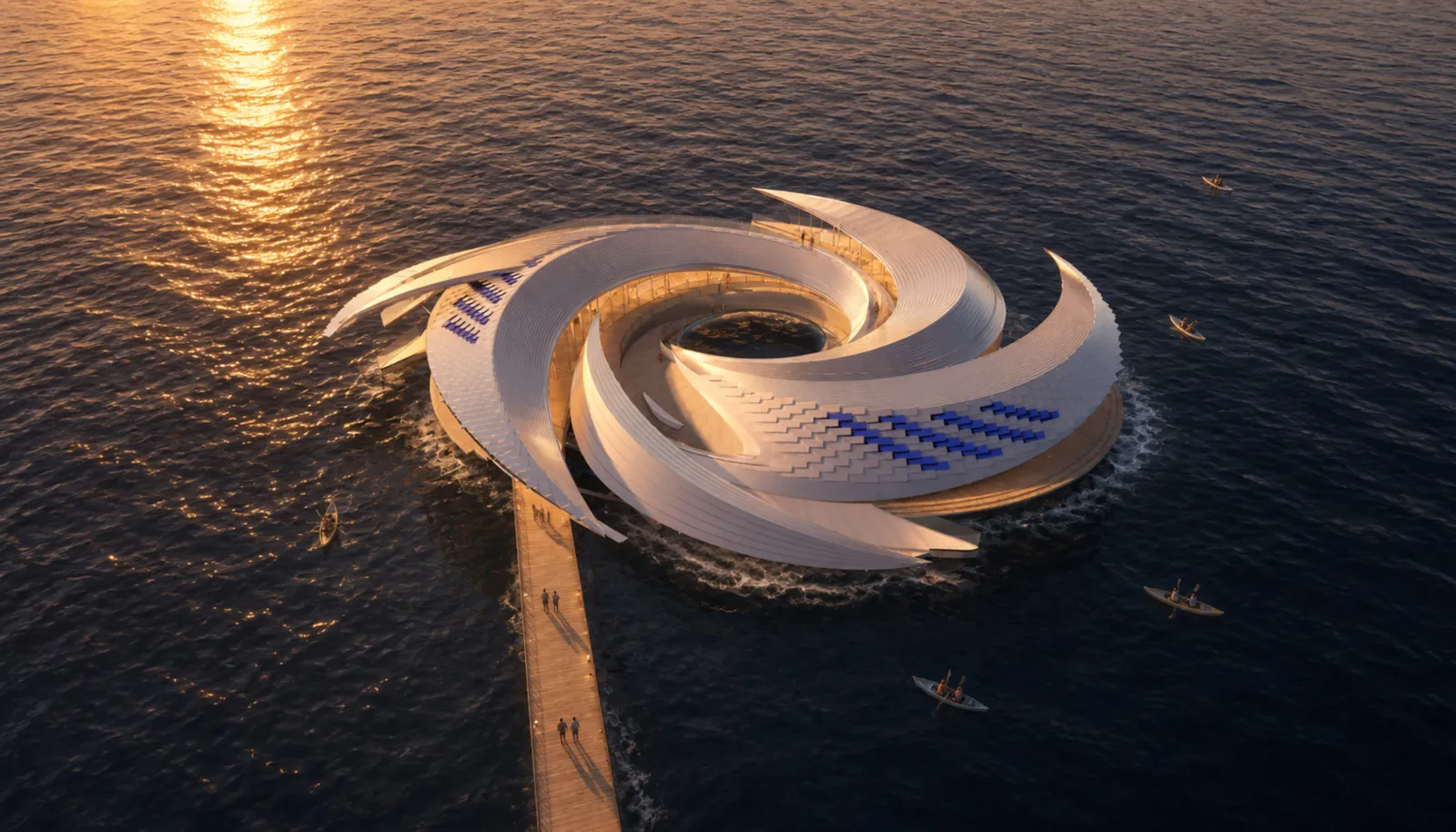 Rendering of the Ocean Vortex, a proposed floating parliament building design.