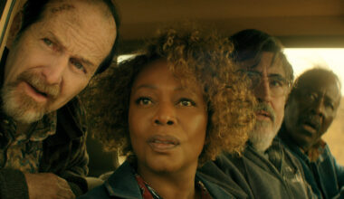 (L to R) Denis O’Hare as Wally, Alfre Woodard as Judy, Alfred Molina as Sam, Clarke Peters as Art in The Boroughs.