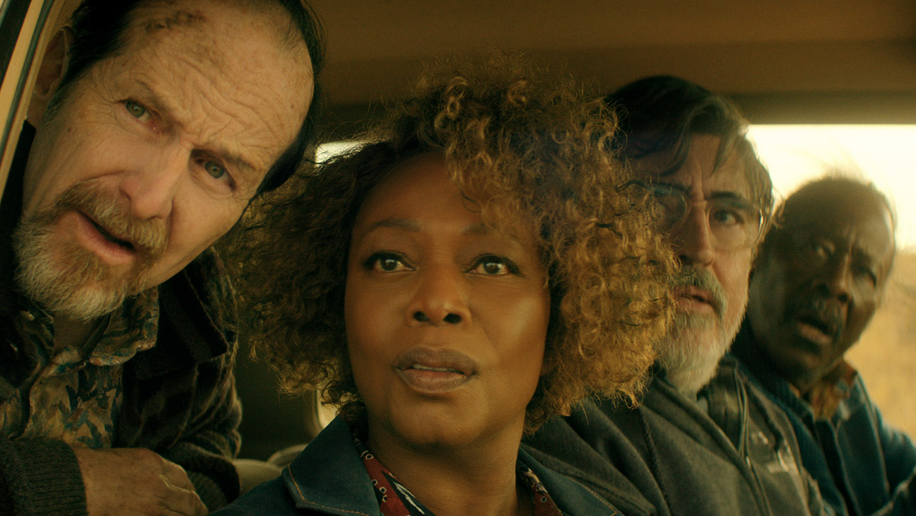 (L to R) Denis O’Hare as Wally, Alfre Woodard as Judy, Alfred Molina as Sam, Clarke Peters as Art in The Boroughs.