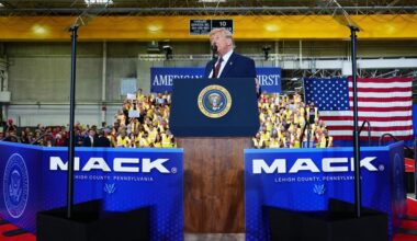 Trump rally at Mack Trucks factory in Pennsylvania