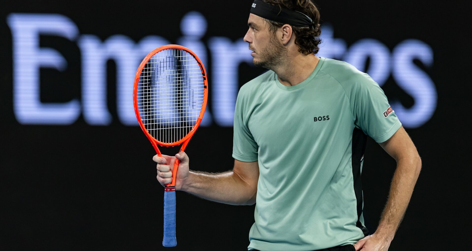 Taylor Fritz reacts to a point at the 2026 Australian Open.