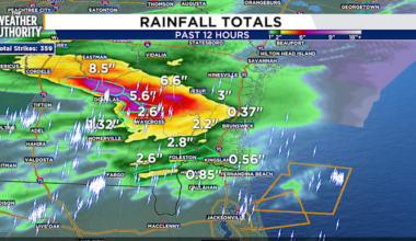 Tropical moisture from Arthur fuels heavy rain and storms