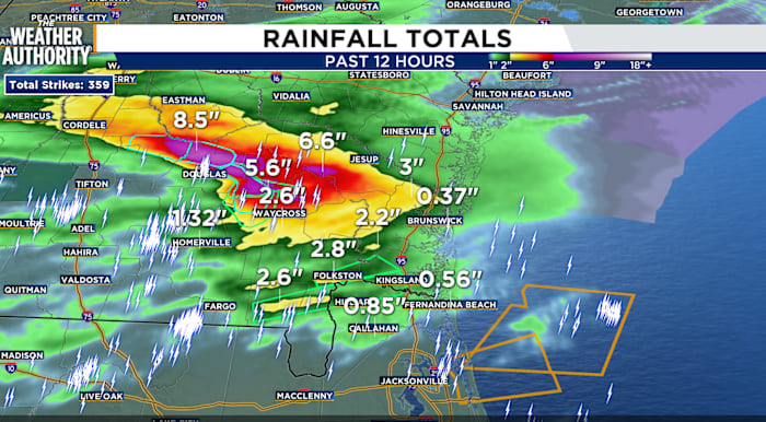 Tropical moisture from Arthur fuels heavy rain and storms