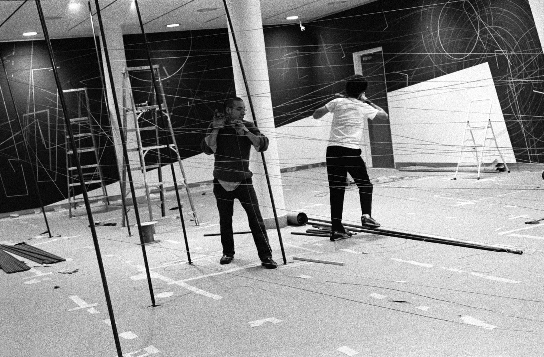 Students inside The Cooper Union’s Houghton Gallery circa 2002 staging The Storm