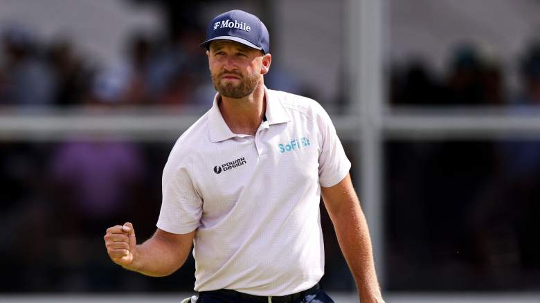 Wyndham Clark of the United States reacts after making a birdie on the 17th hole green during the final round of THE CJ CUP Byron Nelson 2026 at TPC Craig Ranch on May 24, 2026 in McKinney, Texas