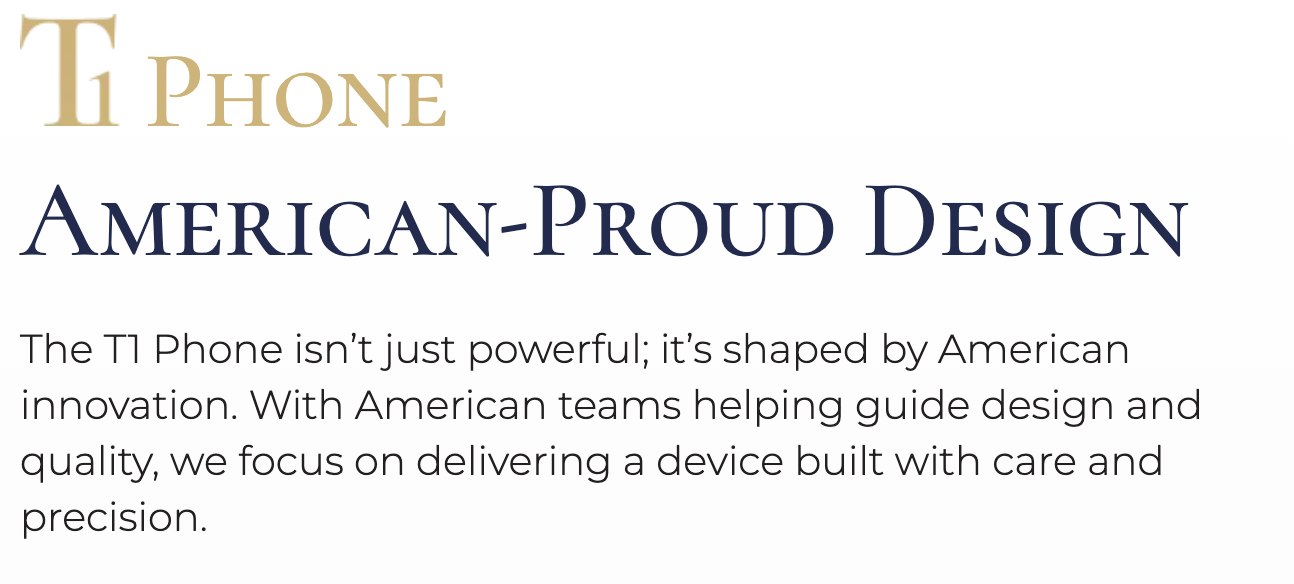 Trump Mobile American design claim