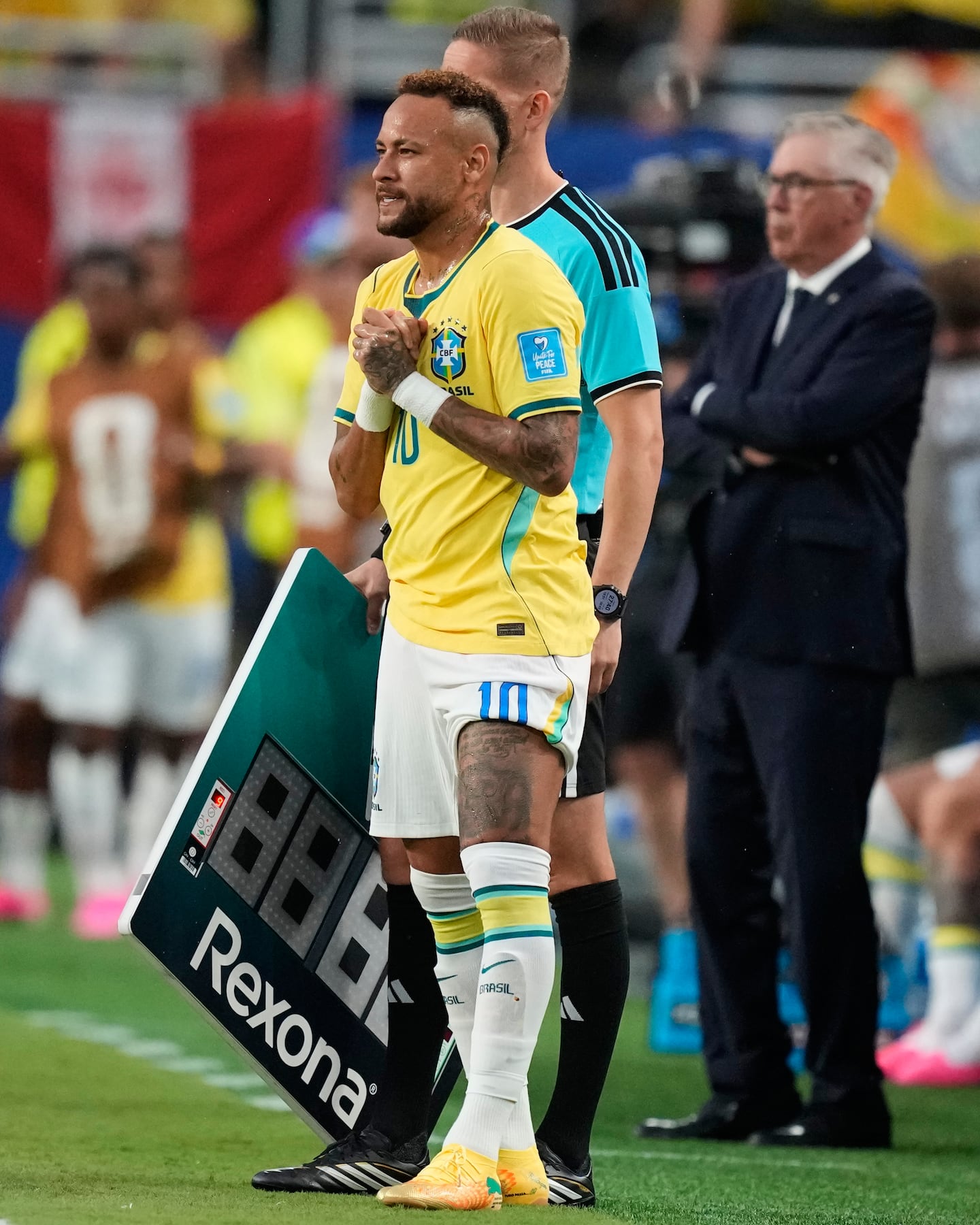 Brazil's Neymar prepares to enter their Group C match again Scotland last Wednesday in Miami.