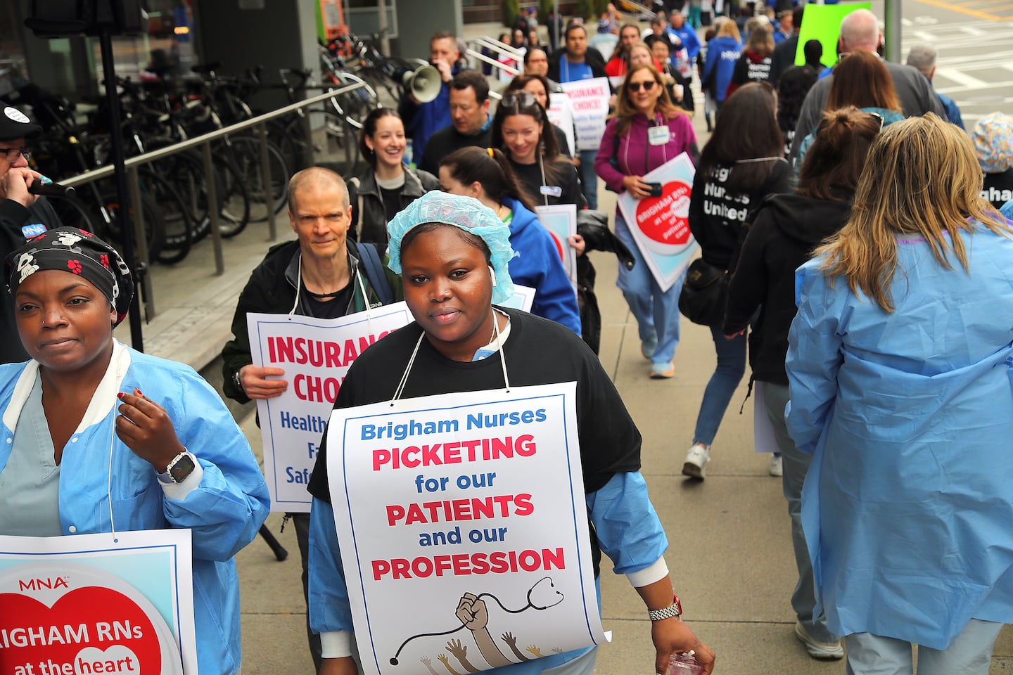 Dozens of Brigham and Women’s Hospital nurses picketed in 2024 to fight for improved staffing and wage increases.