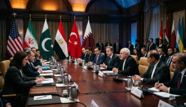 Breaking international news showing negotiators during MoU discussions in 2026