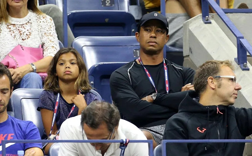 Tiger Woods and his daughter Sam Woods in 2015 watching tennis