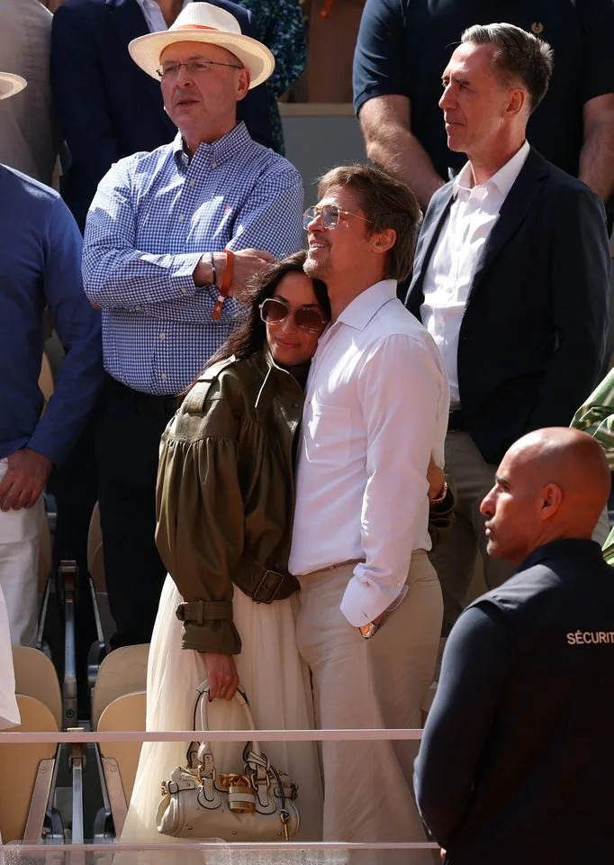 Ines de Ramon and Brad Pitt attend Day Fourteen of the 2026 French Open in Paris, France on June 6, 2026.Credit: Getty Images
