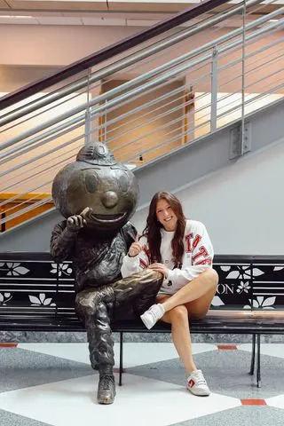 Emily Hayward with Brutus statueCredit: Emily Hawyard