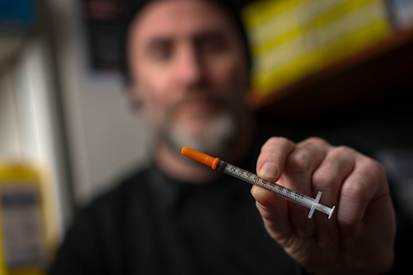 Senior harm-reduction clinician Nathan Farley says there’s been a steady rise in demand for Uniting’s needle and syringe program from peptide users.