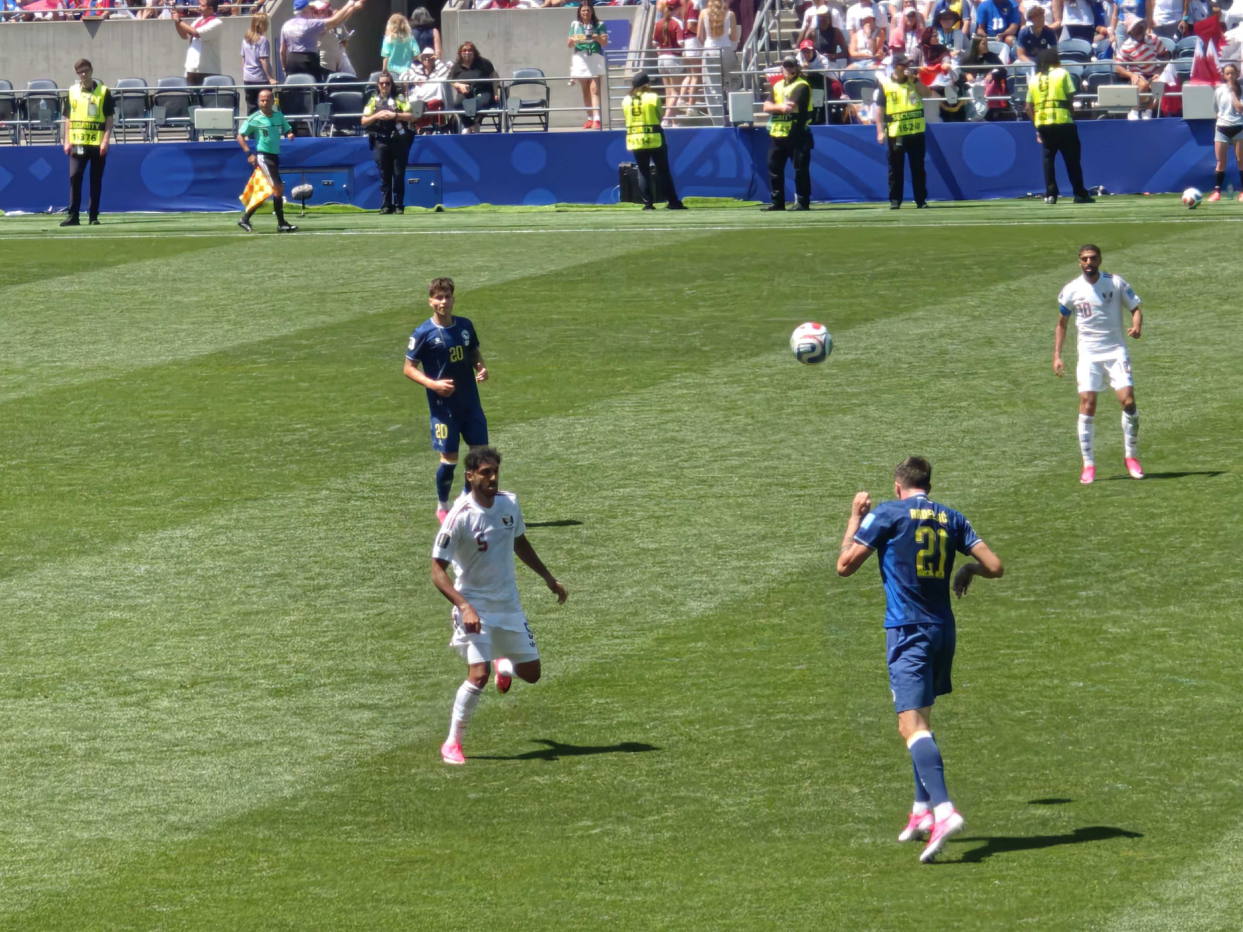 A ball bouncing off a soccer player's head