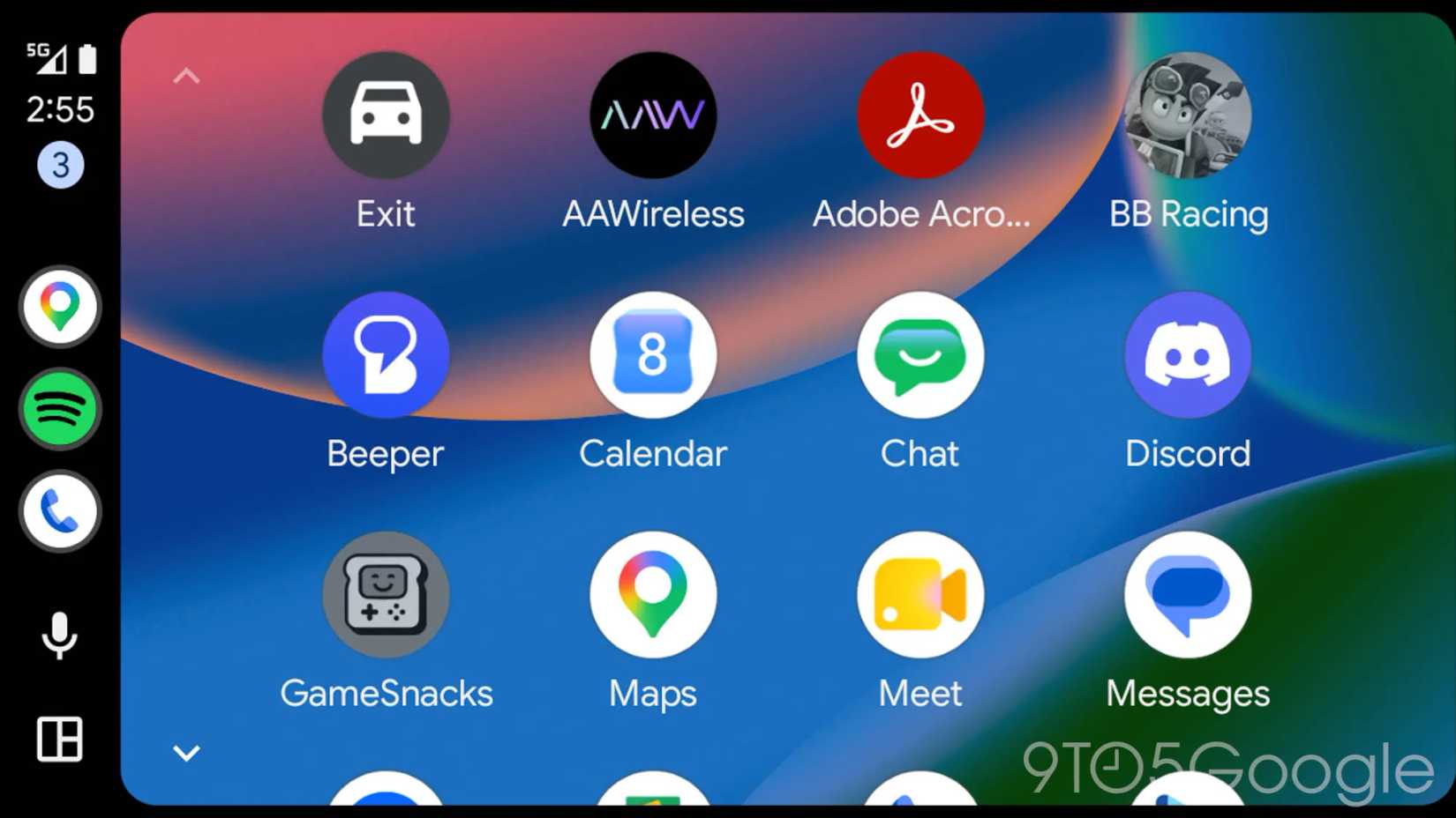 The Adobe Acrobat app in Android Auto's app drawer.