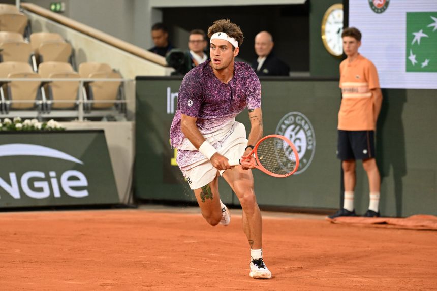 Italy's Flavio Cobolli during his quarterfinal match Wednesday.