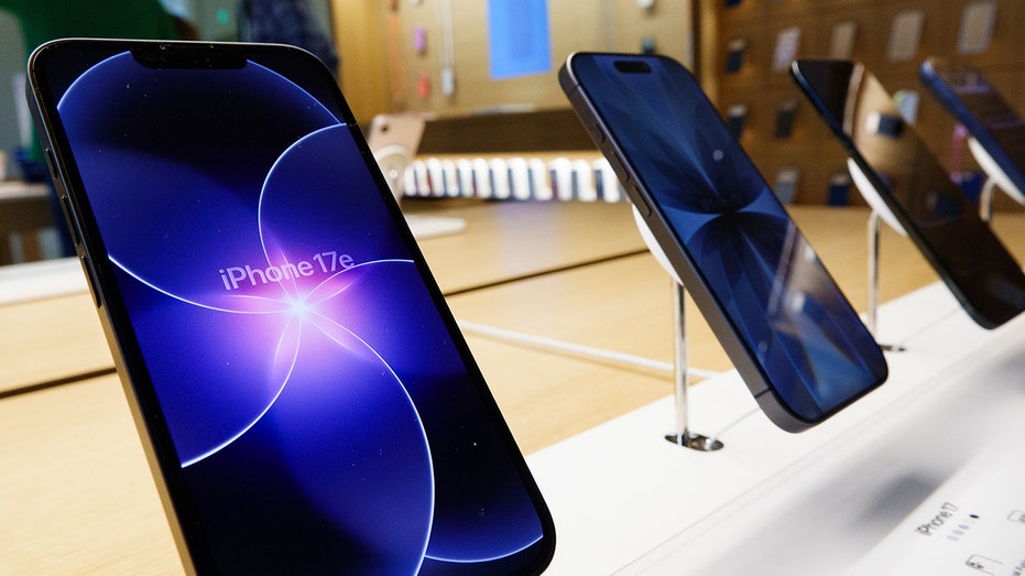 An iPhone 17e on display