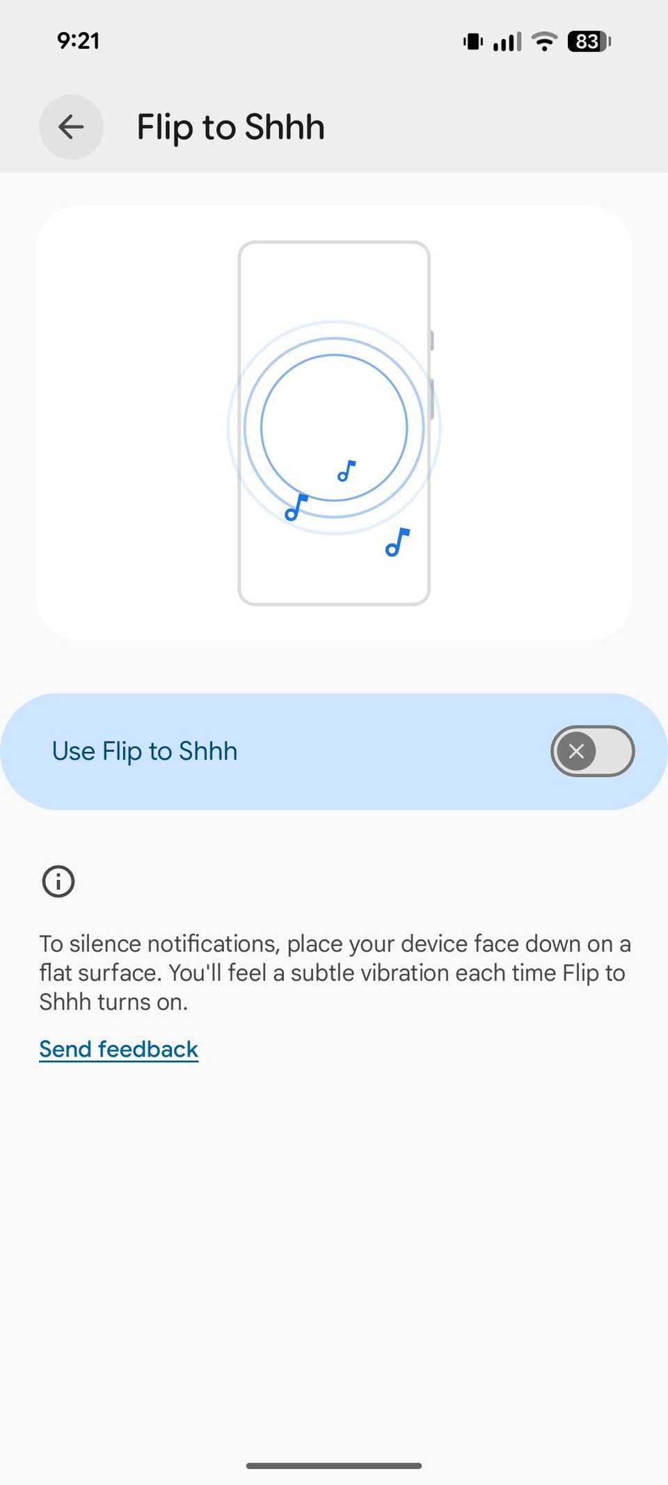 Flip to shhh on Pixel